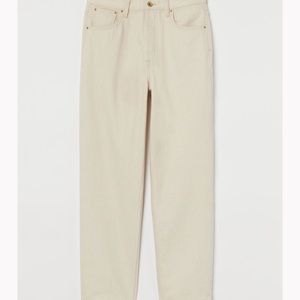 HM High Waisted Straight Leg Jeans - Light Beige